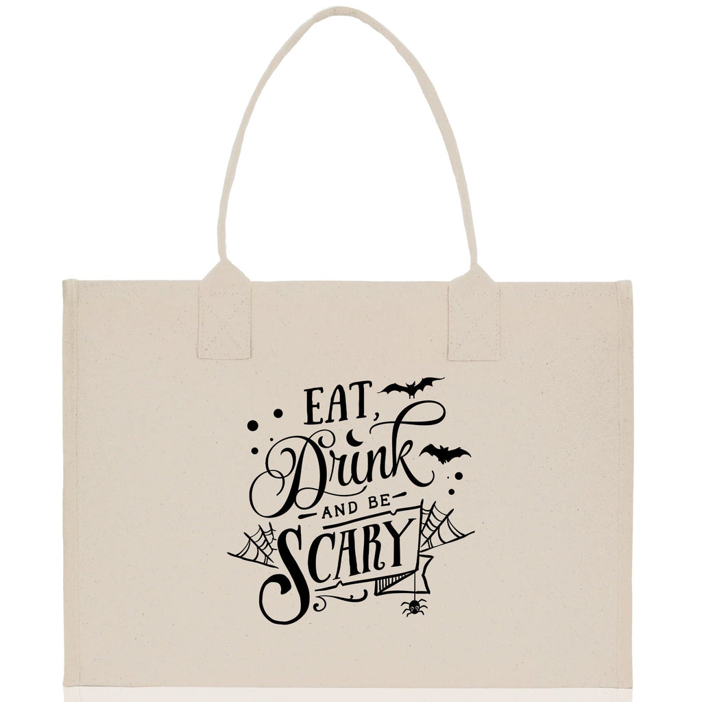 Halloween Trick or Treat Tote Bag Halloween Tote Bag for Kids Halloween Gift Halloween Candy Bag Halloween Doodles Cute Canvas Tote Bag