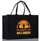 Halloween Trick or Treat Tote Bag Halloween Tote Bag for Kids Halloween Gift Halloween Candy Bag Halloween Doodles Cute Canvas Tote Bag