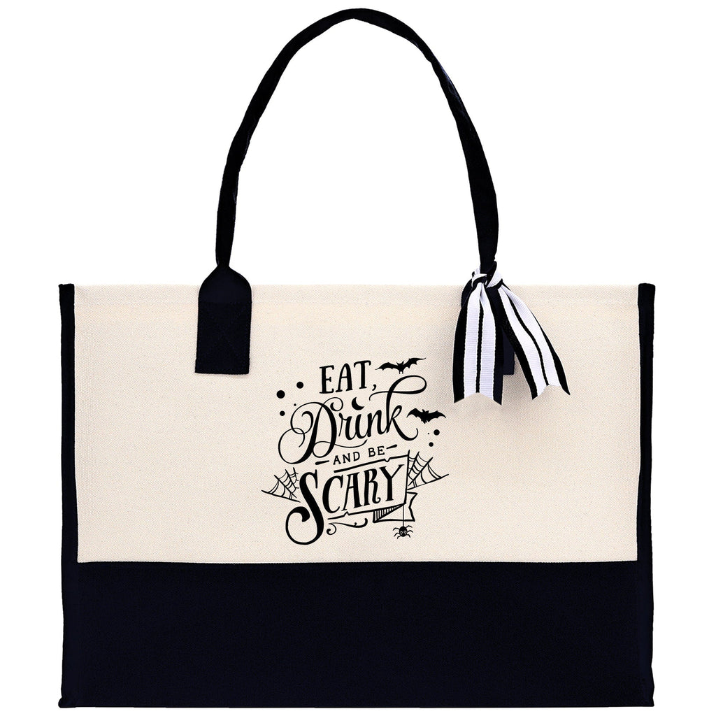 Halloween Trick or Treat Tote Bag Halloween Tote Bag for Kids Halloween Gift Halloween Candy Bag Halloween Doodles Cute Canvas Tote Bag
