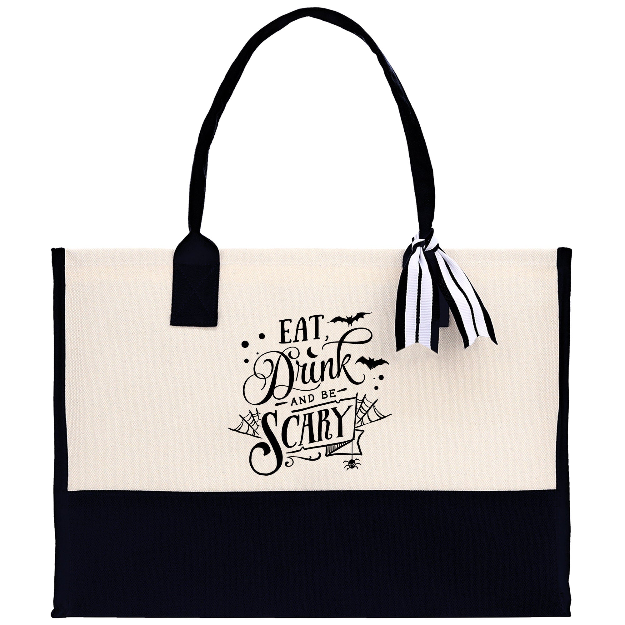 Halloween Trick or Treat Tote Bag Halloween Tote Bag for Kids Halloween Gift Halloween Candy Bag Halloween Doodles Cute Canvas Tote Bag