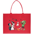 Halloween Trick or Treat Tote Bag Halloween Tote Bag for Kids Halloween Gift Halloween Candy Bag Halloween Doodles Cute Canvas Tote Bag