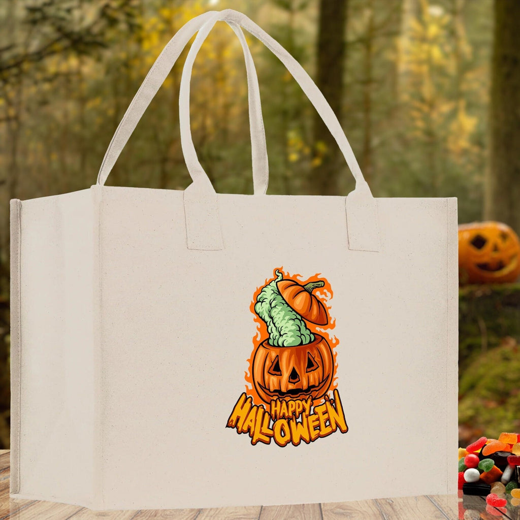 Halloween Trick or Treat Tote Bag Halloween Tote Bag for Kids Halloween Gift Halloween Candy Bag Halloween Doodles Cute Canvas Tote Bag