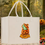 Halloween Trick or Treat Tote Bag Halloween Tote Bag for Kids Halloween Gift Halloween Candy Bag Halloween Doodles Cute Canvas Tote Bag
