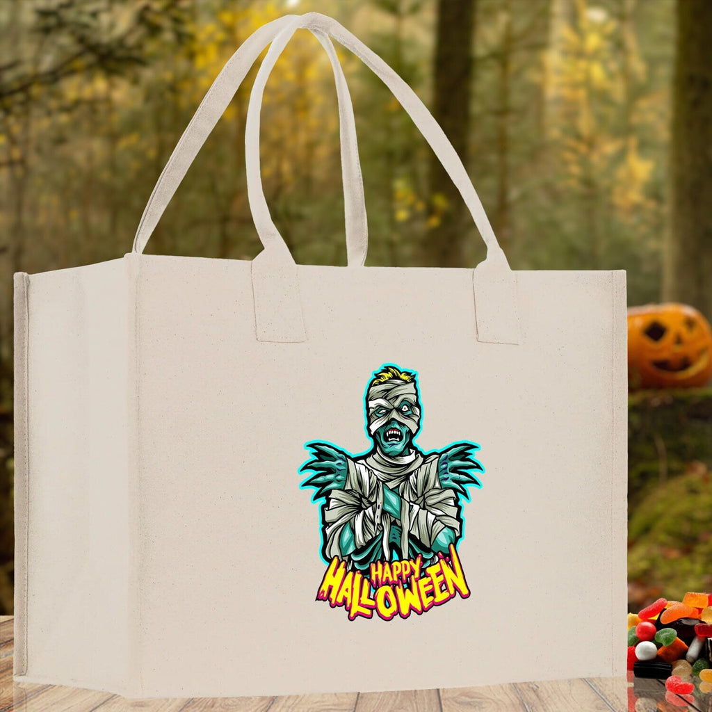 Halloween Trick or Treat Tote Bag Halloween Tote Bag for Kids Halloween Gift Halloween Candy Bag Halloween Doodles Cute Canvas Tote Bag