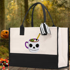 Halloween Trick or Treat Tote Bag Halloween Tote Bag for Kids Halloween Gift Halloween Candy Bag Halloween Doodles Cute Canvas Tote Bag
