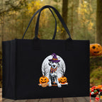 Halloween Trick or Treat Tote Bag Halloween Tote Bag for Kids Halloween Gift Halloween Candy Bag Halloween Doodles Cute Canvas Tote Bag