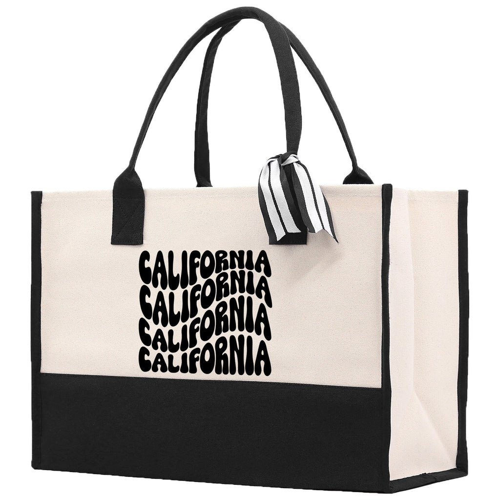 California Cotton Canvas Tote Bag CA Travel Vacation Tote Employee and Client Gift Wedding Favor Birthday Welcome Tote Bag Bridesmaid Gift