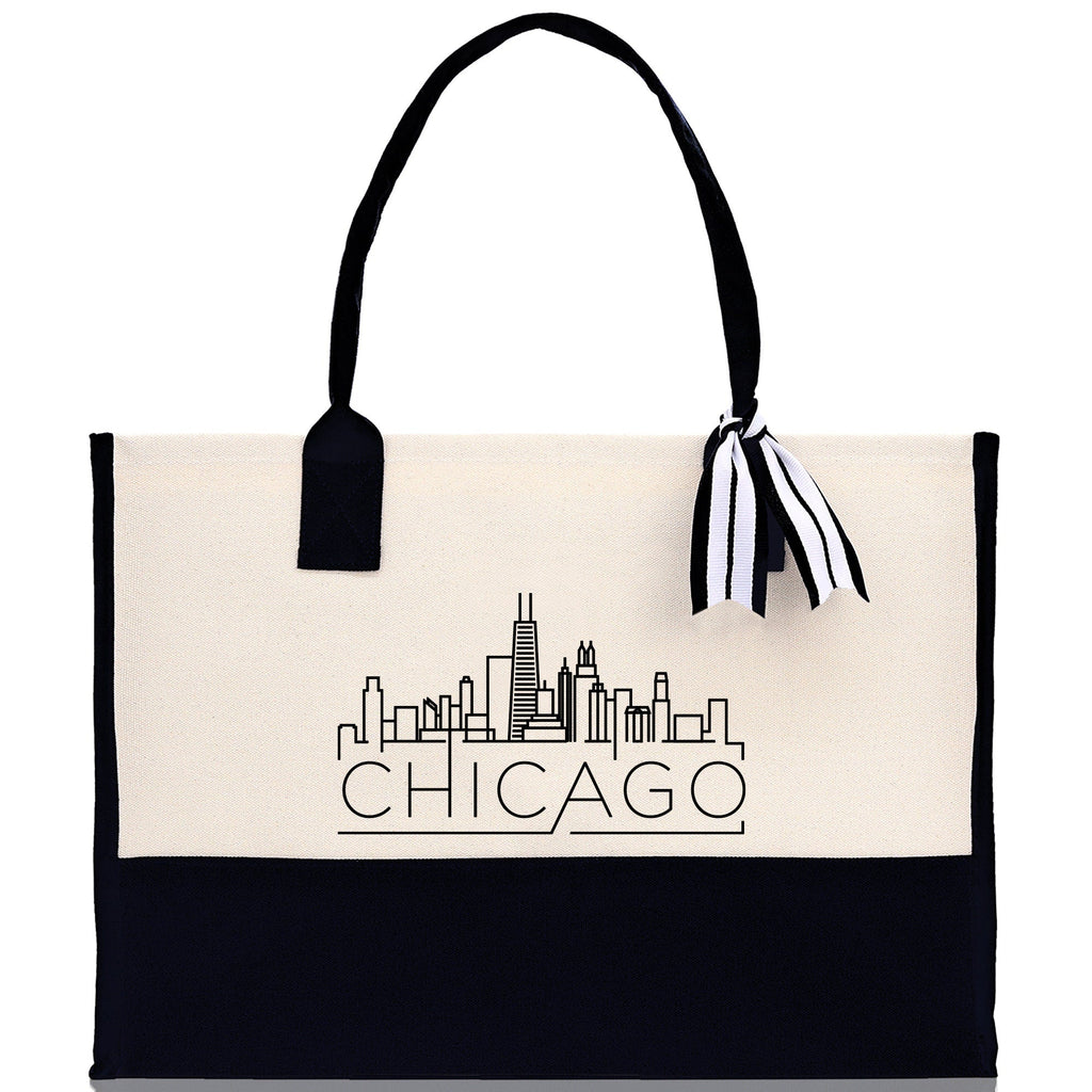 Chicago Cotton Canvas Tote Bag Travel Vacation Tote Employee and Client Gift Wedding Favor Birthday Welcome Tote Bag Bridesmaid Gift