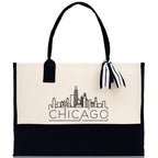 Chicago Cotton Canvas Tote Bag Travel Vacation Tote Employee and Client Gift Wedding Favor Birthday Welcome Tote Bag Bridesmaid Gift