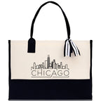 Chicago Cotton Canvas Tote Bag Travel Vacation Tote Employee and Client Gift Wedding Favor Birthday Welcome Tote Bag Bridesmaid Gift