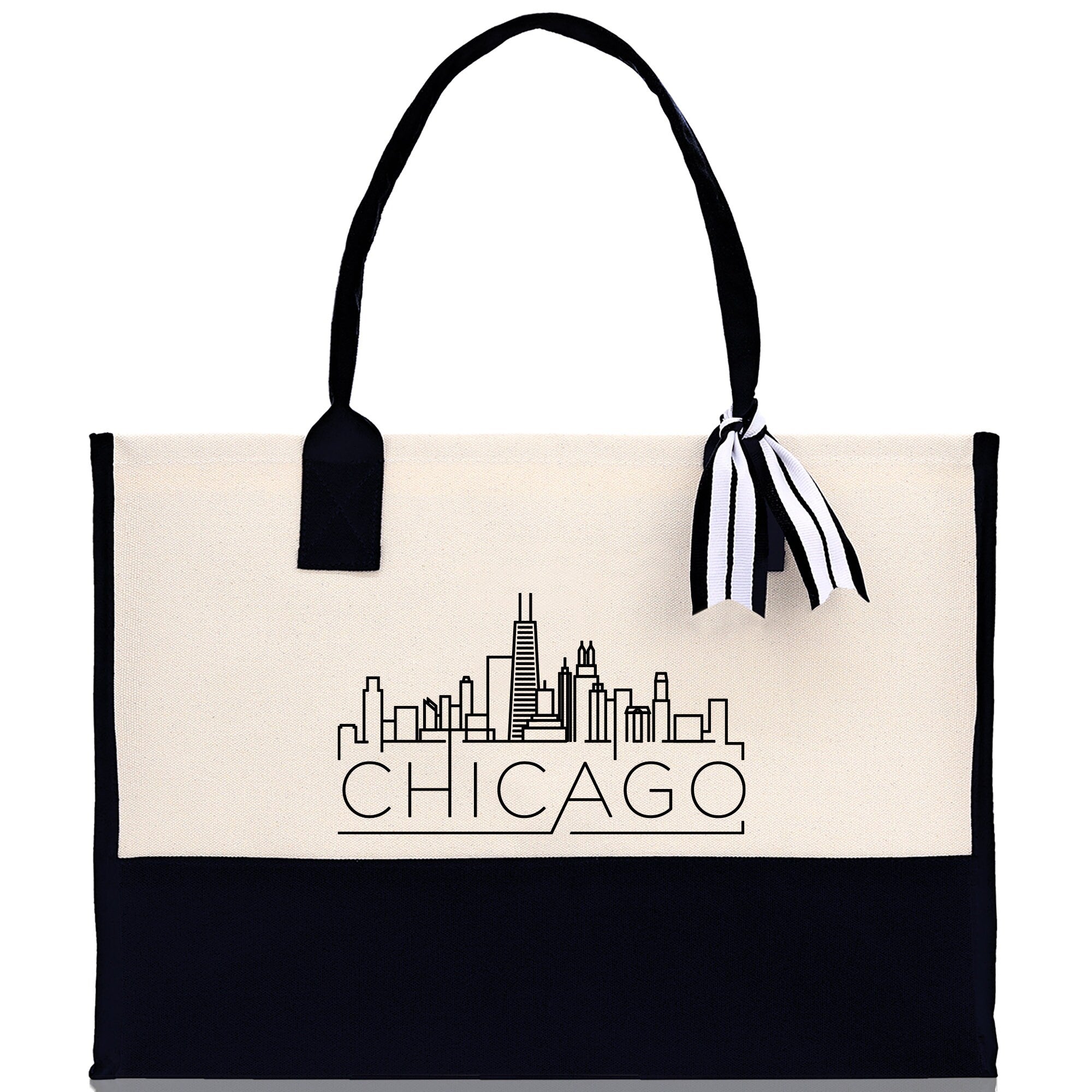 Chicago Cotton Canvas Tote Bag Travel Vacation Tote Employee and Client Gift Wedding Favor Birthday Welcome Tote Bag Bridesmaid Gift