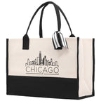 Chicago Cotton Canvas Tote Bag Travel Vacation Tote Employee and Client Gift Wedding Favor Birthday Welcome Tote Bag Bridesmaid Gift