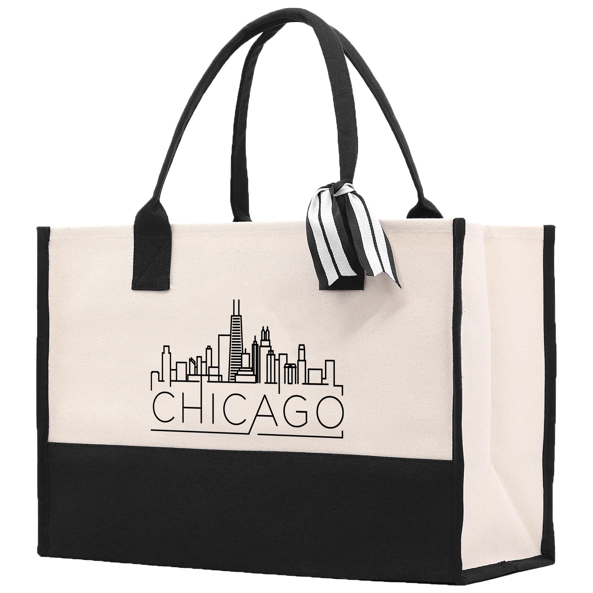 Chicago Cotton Canvas Tote Bag Travel Vacation Tote Employee and Client Gift Wedding Favor Birthday Welcome Tote Bag Bridesmaid Gift