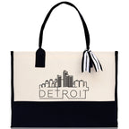 Detroit Cotton Canvas Tote Bag Travel Vacation Tote Employee and Client Gift Wedding Favor Birthday Welcome Tote Bag Bridesmaid Gift