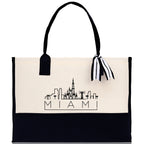 Miami Canvas Tote Bag Travel Vacation Tote Employee and Client Gift Wedding Favor Birthday Welcome Tote Bag Bridesmaid Gift