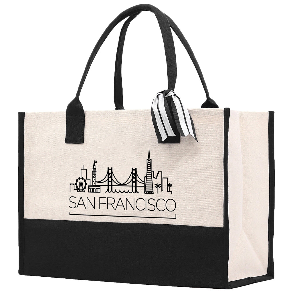 San Francisco Canvas Tote Bag SF Travel Vacation Tote Employee and Client Gift Wedding Favor Birthday Welcome Tote Bag Bridesmaid Gift