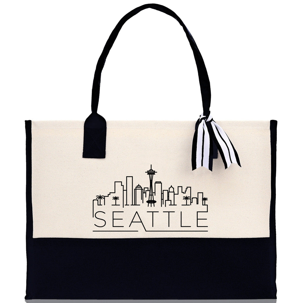 Seattle Canvas Tote Bag Travel Vacation Tote Employee and Client Gift Wedding Favor Birthday Welcome Tote Bag Bridesmaid Gift