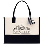 Seattle Canvas Tote Bag Travel Vacation Tote Employee and Client Gift Wedding Favor Birthday Welcome Tote Bag Bridesmaid Gift