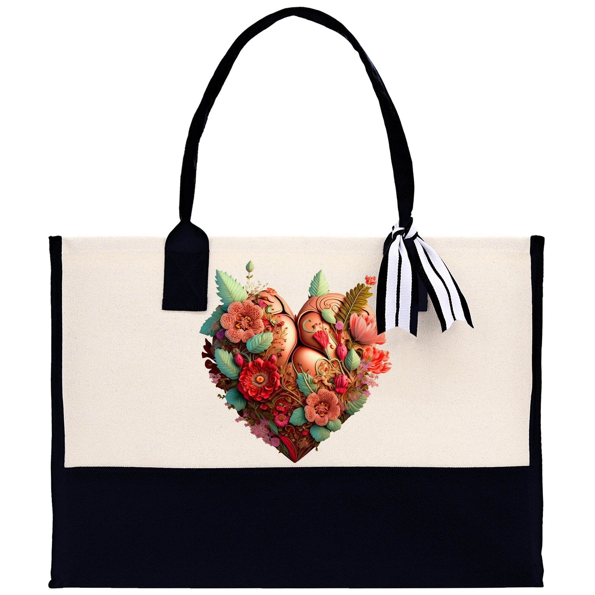 Heart Canvas Tote Bag Happy Valentines Day Gift for Her Love Tote Bag Lovers Gift Mother Day Gift Cute Valentines Gift