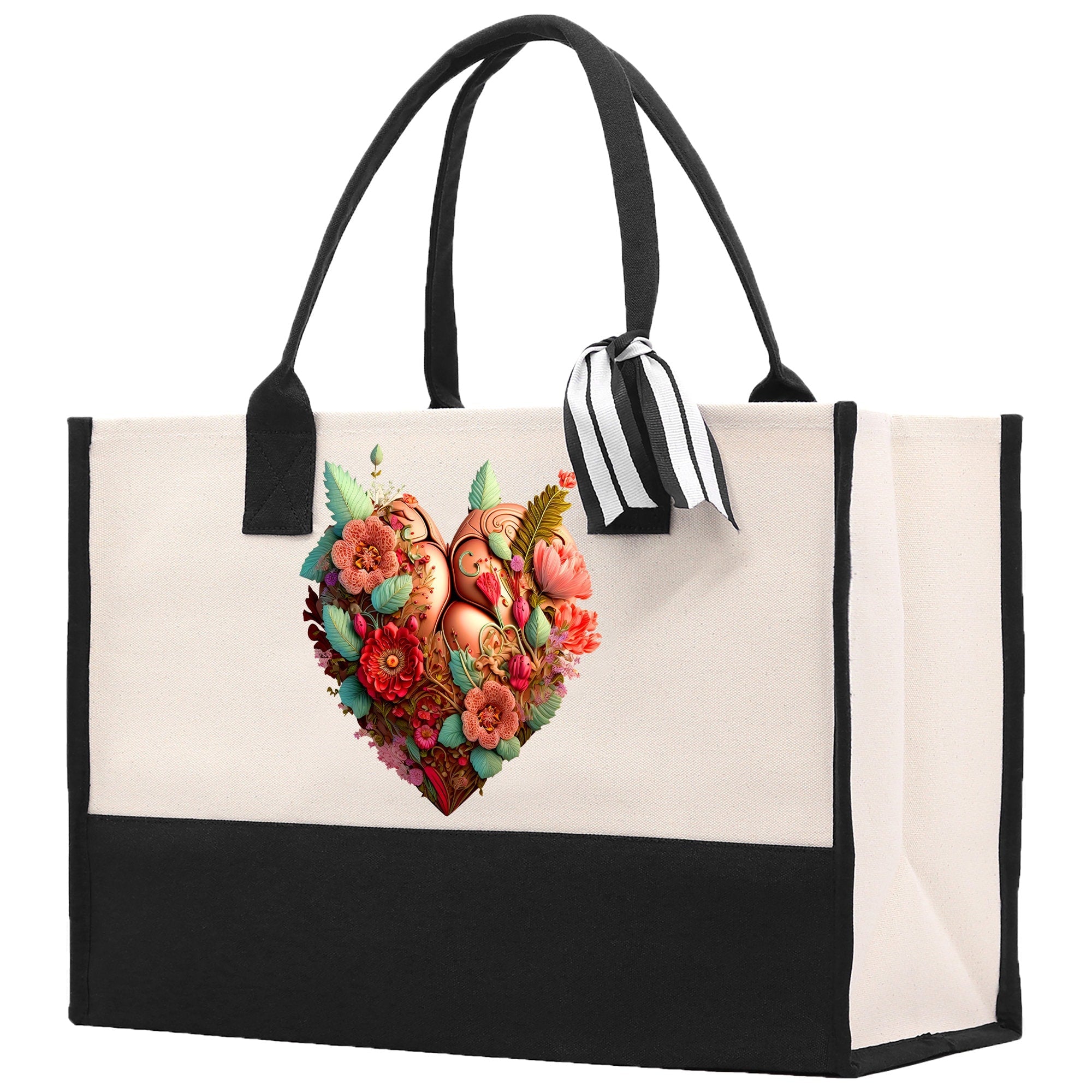Heart Canvas Tote Bag Happy Valentines Day Gift for Her Love Tote Bag Lovers Gift Mother Day Gift Cute Valentines Gift