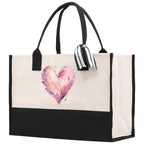 Heart Canvas Tote Bag Happy Valentines Day Gift for Her Love Tote Bag Lovers Gift Mother Day Gift Cute Valentines Gift