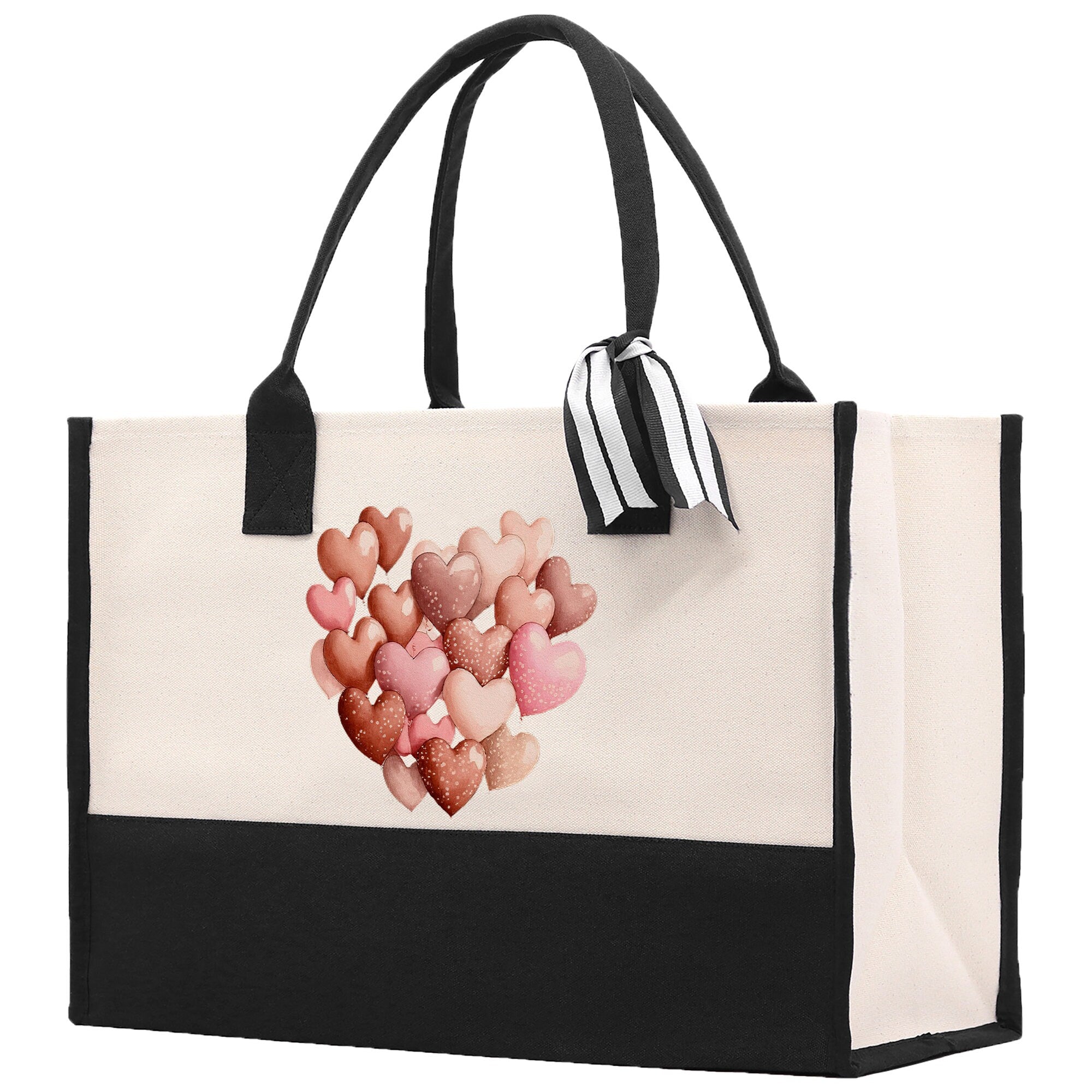 Heart Canvas Tote Bag Happy Valentines Day Gift for Her Love Tote Bag Lovers Gift Mother Day Gift Cute Valentines Gift