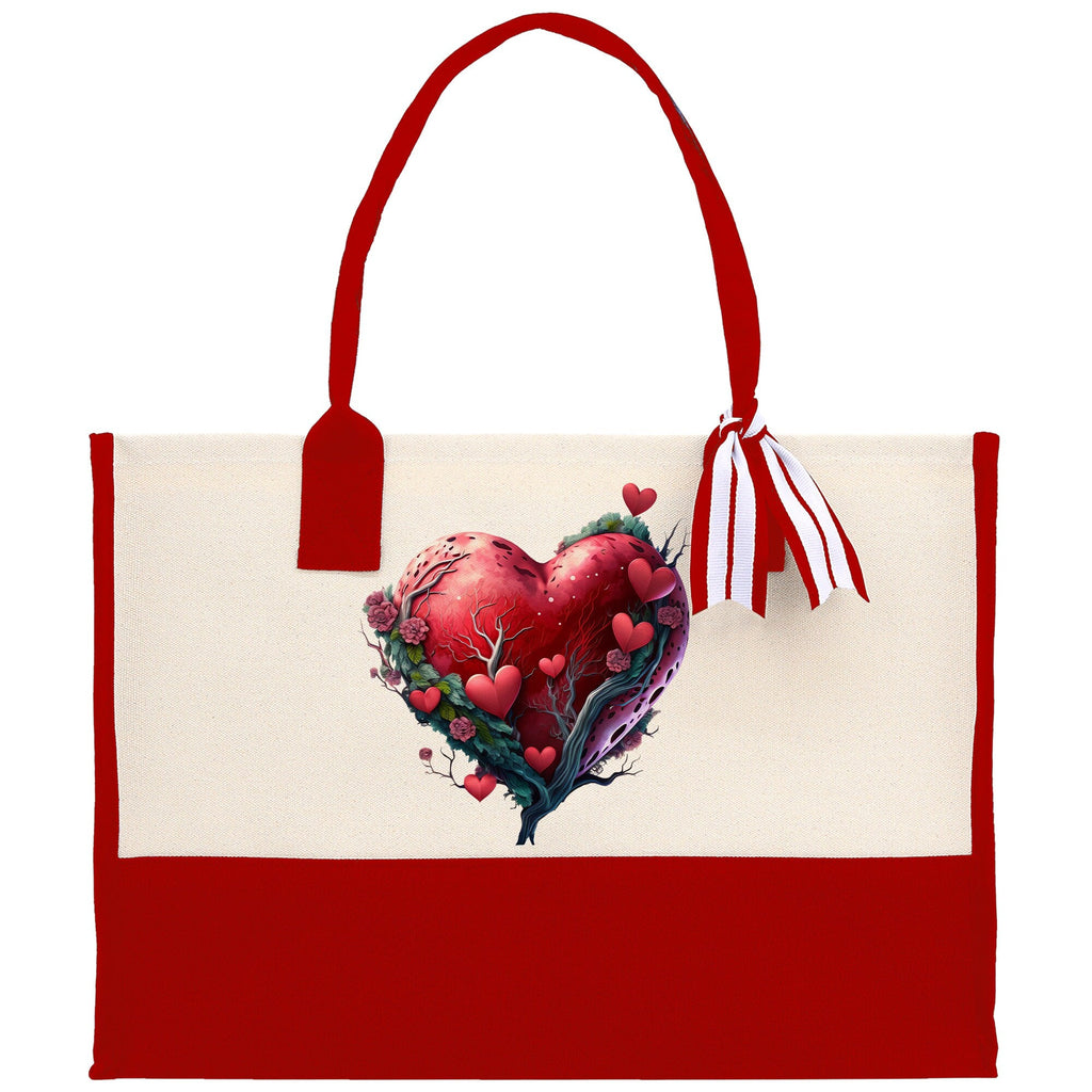 Heart Canvas Tote Bag Happy Valentines Day Gift for Her Love Tote Bag Lovers Gift Mother Day Gift Cute Valentines Gift