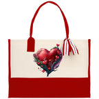 Heart Canvas Tote Bag Happy Valentines Day Gift for Her Love Tote Bag Lovers Gift Mother Day Gift Cute Valentines Gift