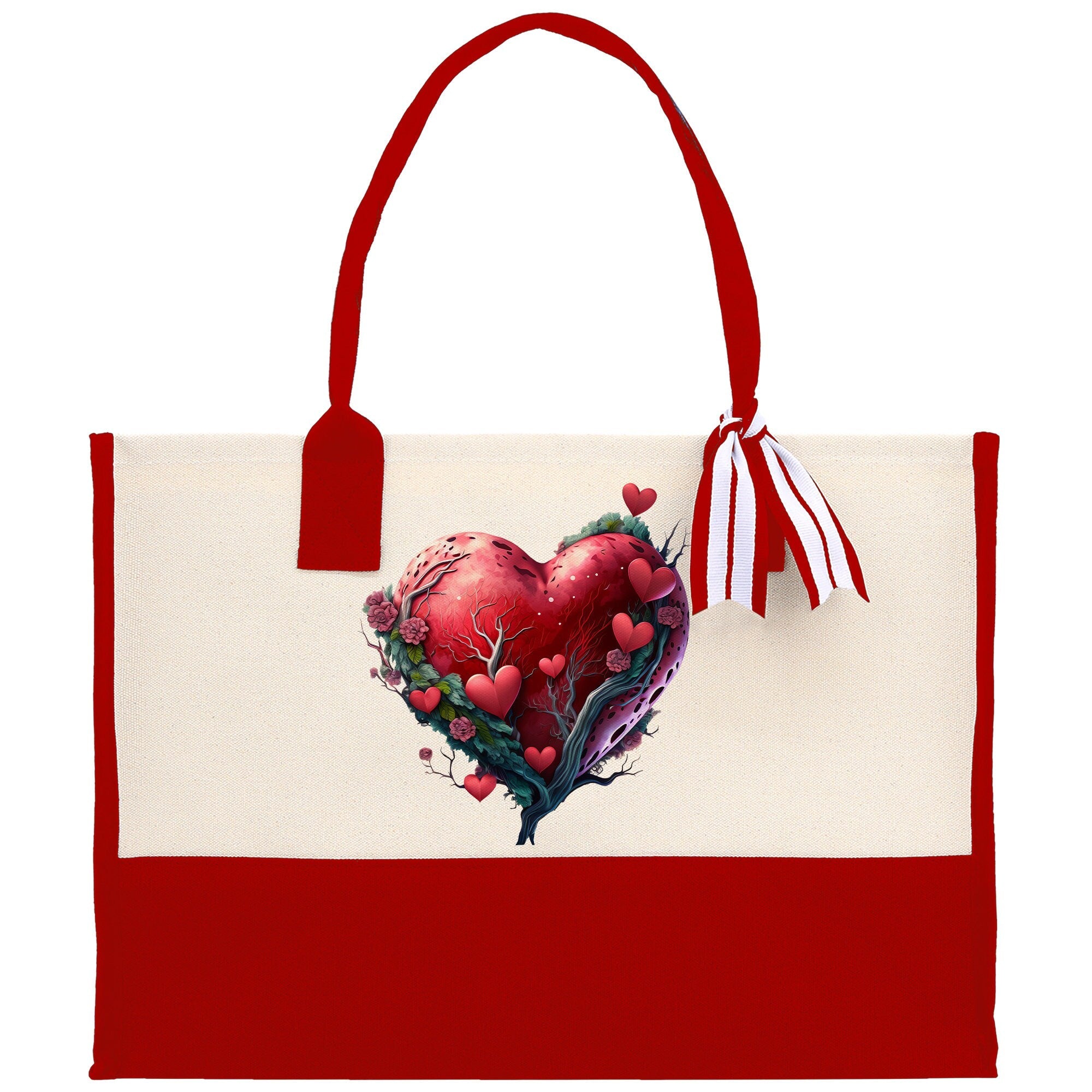 Heart Canvas Tote Bag Happy Valentines Day Gift for Her Love Tote Bag Lovers Gift Mother Day Gift Cute Valentines Gift