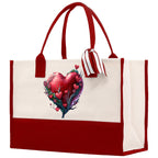 Heart Canvas Tote Bag Happy Valentines Day Gift for Her Love Tote Bag Lovers Gift Mother Day Gift Cute Valentines Gift