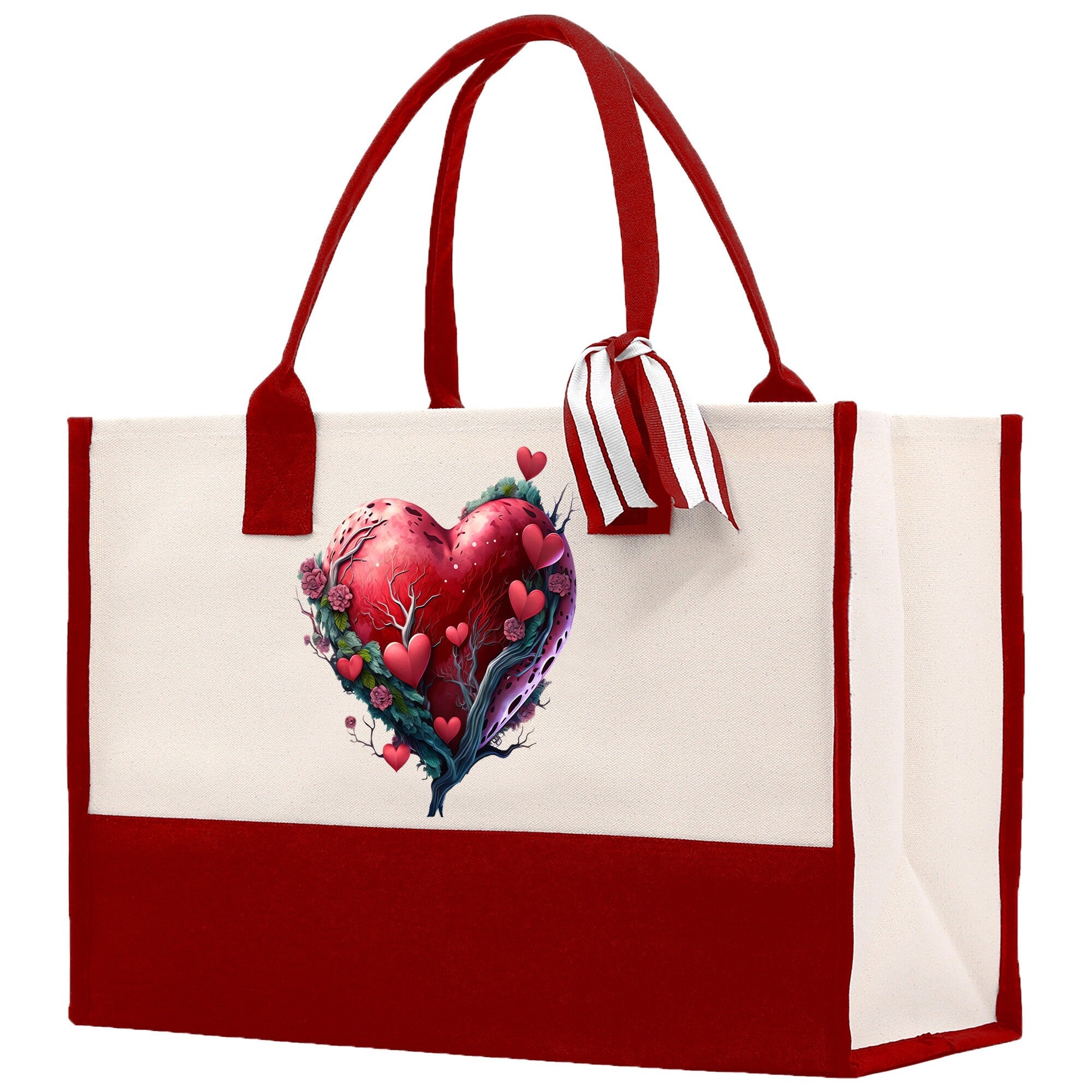 Heart Canvas Tote Bag Happy Valentines Day Gift for Her Love Tote Bag Lovers Gift Mother Day Gift Cute Valentines Gift