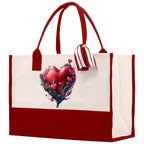 Heart Canvas Tote Bag Happy Valentines Day Gift for Her Love Tote Bag Lovers Gift Mother Day Gift Cute Valentines Gift