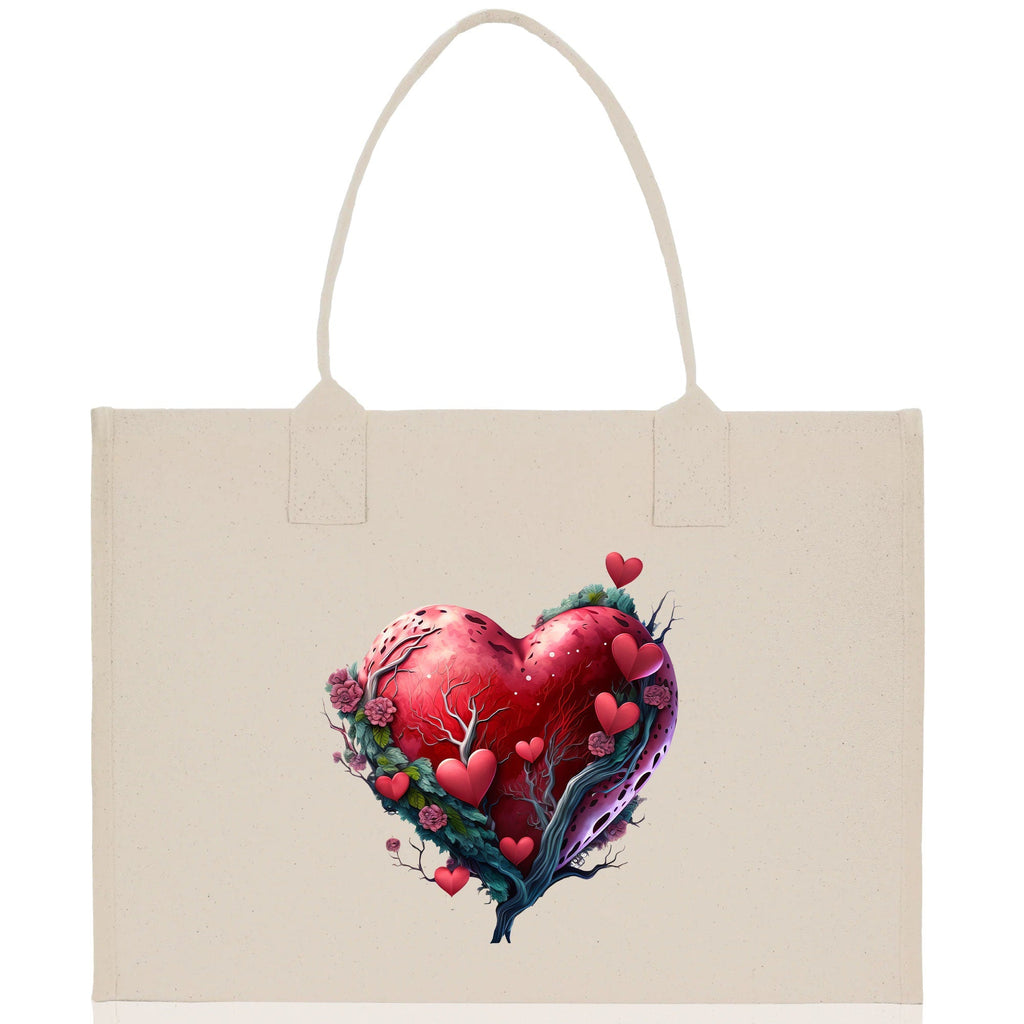 Heart Canvas Tote Bag Happy Valentines Day Gift for Her Love Tote Bag Lovers Gift Mother Day Gift Cute Valentines Gift