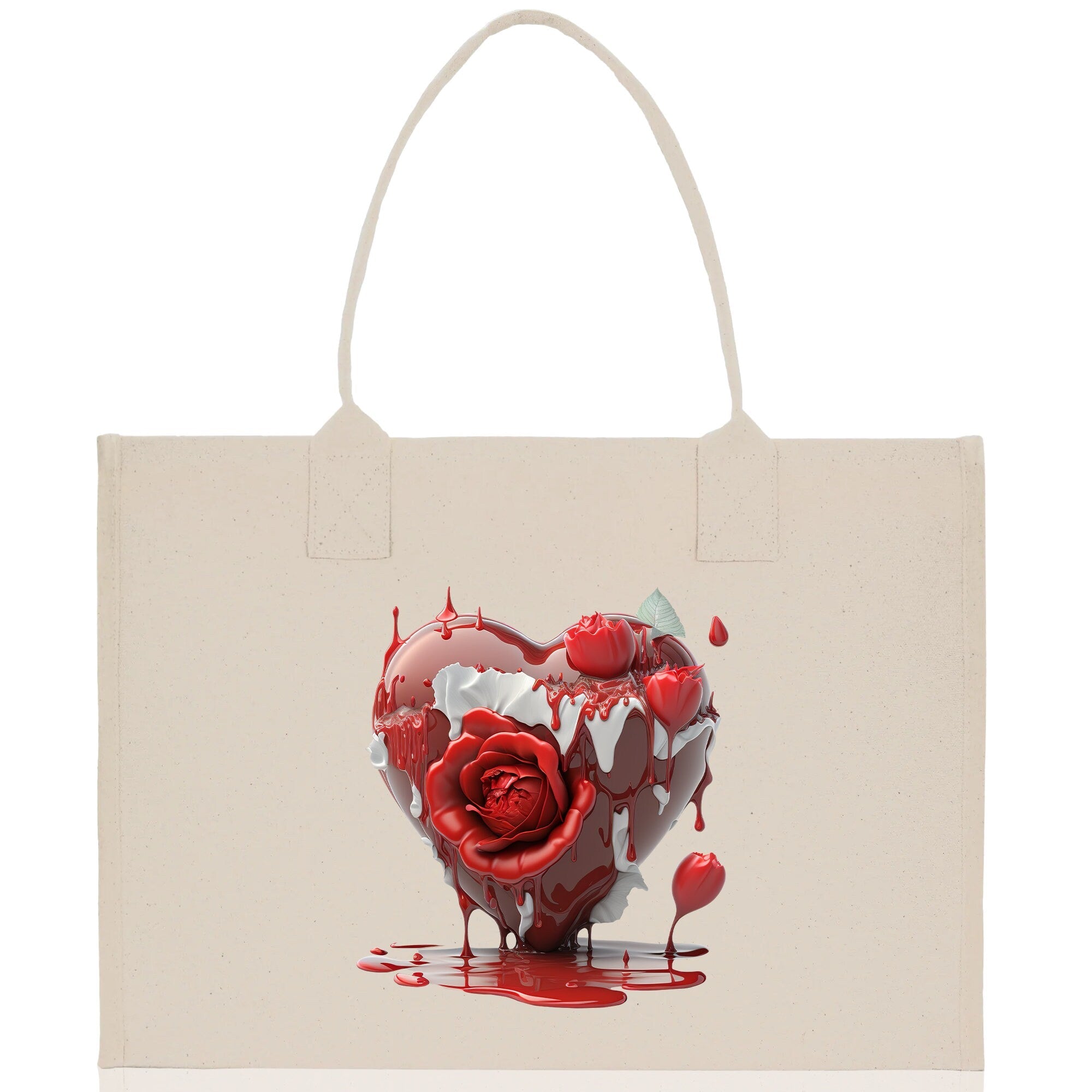 Heart Canvas Tote Bag Happy Valentines Day Gift for Her Love Tote Bag Lovers Gift Mother Day Gift Cute Valentines Gift