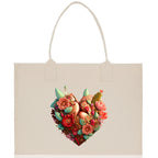 Heart Canvas Tote Bag Happy Valentines Day Gift for Her Love Tote Bag Lovers Gift Mother Day Gift Cute Valentines Gift