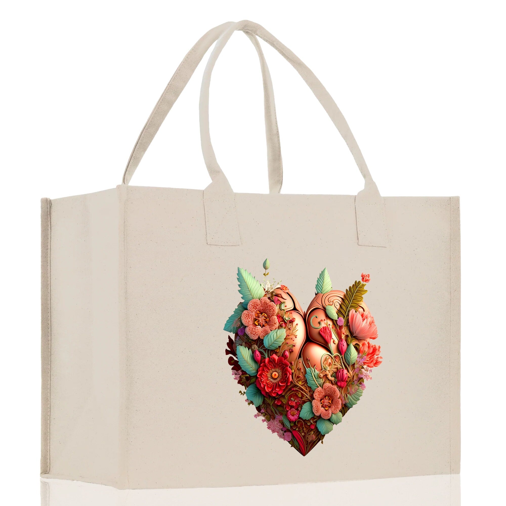 Heart Canvas Tote Bag Happy Valentines Day Gift for Her Love Tote Bag Lovers Gift Mother Day Gift Cute Valentines Gift