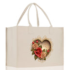 Heart Canvas Tote Bag Happy Valentines Day Gift for Her Love Tote Bag Lovers Gift Mother Day Gift Cute Valentines Gift