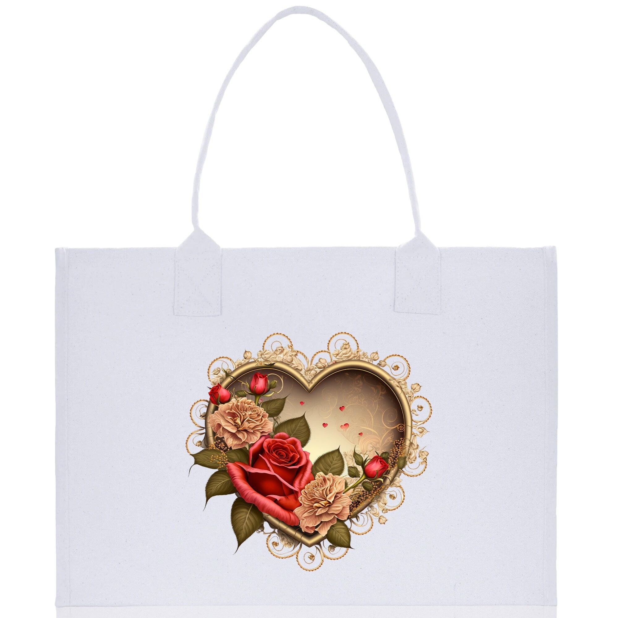 Heart Canvas Tote Bag Happy Valentines Day Gift for Her Love Tote Bag Lovers Gift Mother Day Gift Cute Valentines Gift