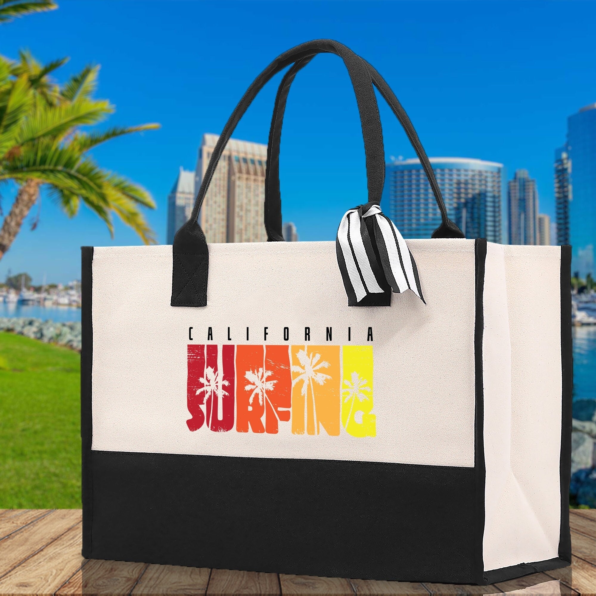 California Cotton Canvas Tote Bag CA Travel Vacation Tote Employee and Client Gift Wedding Favor Birthday Welcome Tote Bag Bridesmaid Gift