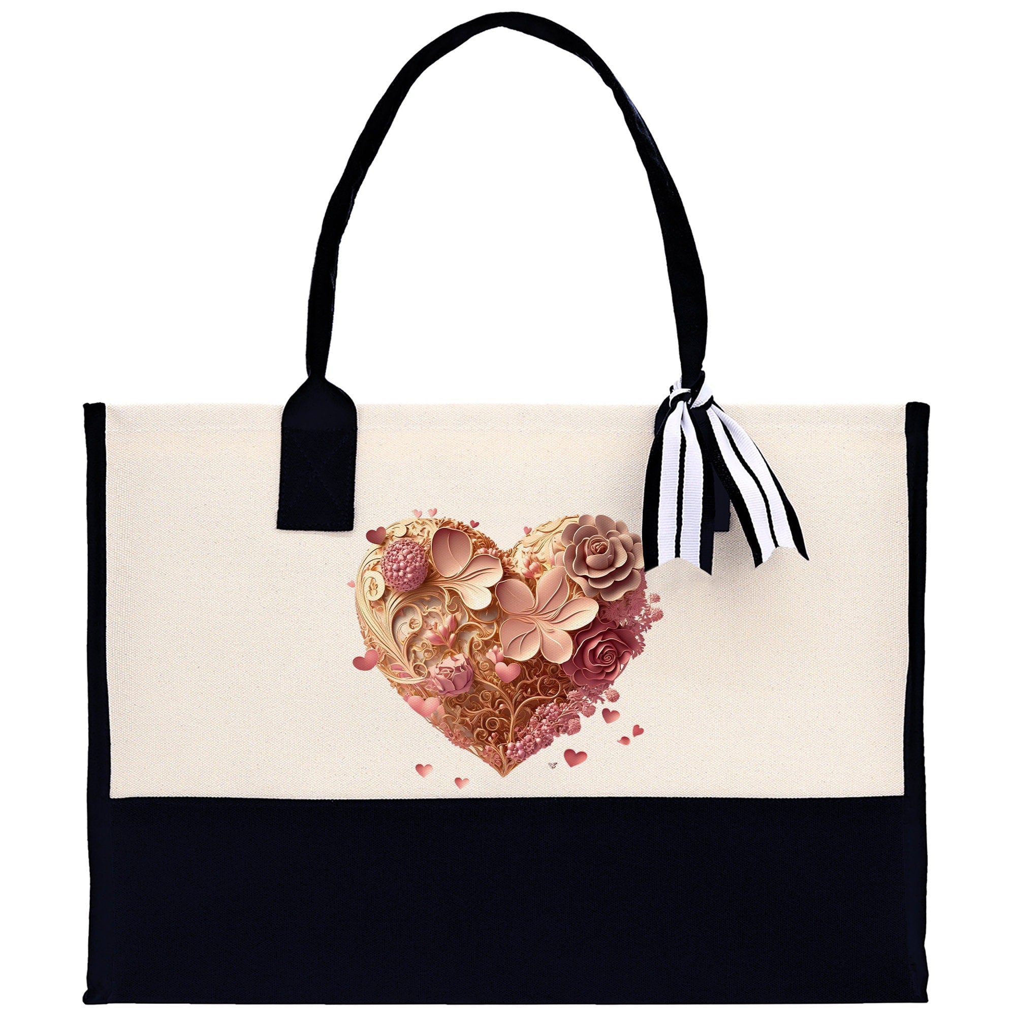Heart Canvas Tote Bag Happy Valentines Day Gift for Her Love Tote Bag Lovers Gift Mother Day Gift Cute Valentines Gift