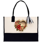 Heart Canvas Tote Bag Happy Valentines Day Gift for Her Love Tote Bag Lovers Gift Mother Day Gift Cute Valentines Gift