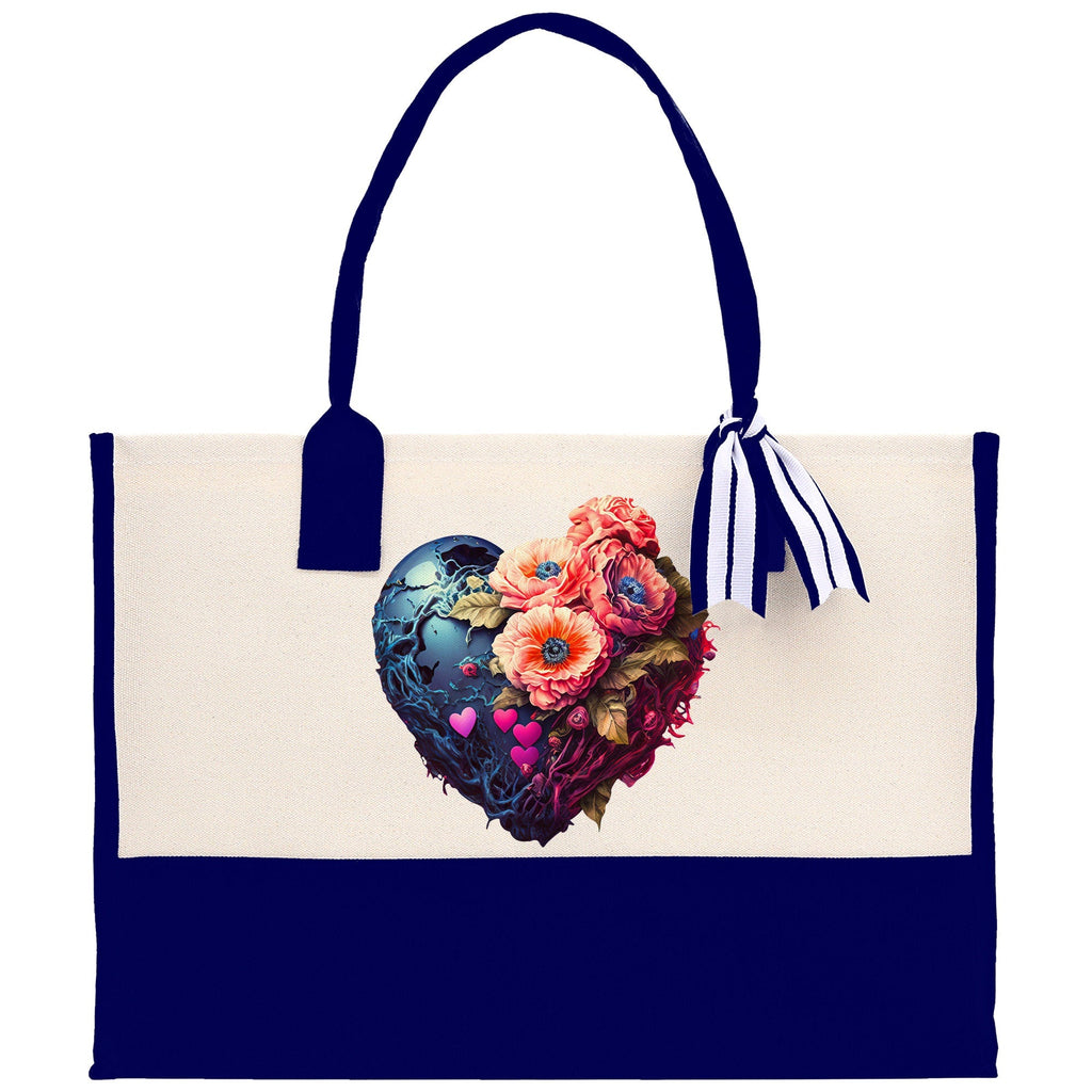 Heart Canvas Tote Bag Happy Valentines Day Gift for Her Love Tote Bag Lovers Gift Mother Day Gift Cute Valentines Gift