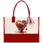 Heart Canvas Tote Bag Happy Valentines Day Gift for Her Love Tote Bag Lovers Gift Mother Day Gift Cute Valentines Gift