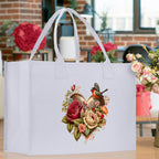 Heart Canvas Tote Bag Happy Valentines Day Gift for Her Love Tote Bag Lovers Gift Mother Day Gift Cute Valentines Gift