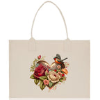 Heart Canvas Tote Bag Happy Valentines Day Gift for Her Love Tote Bag Lovers Gift Mother Day Gift Cute Valentines Gift
