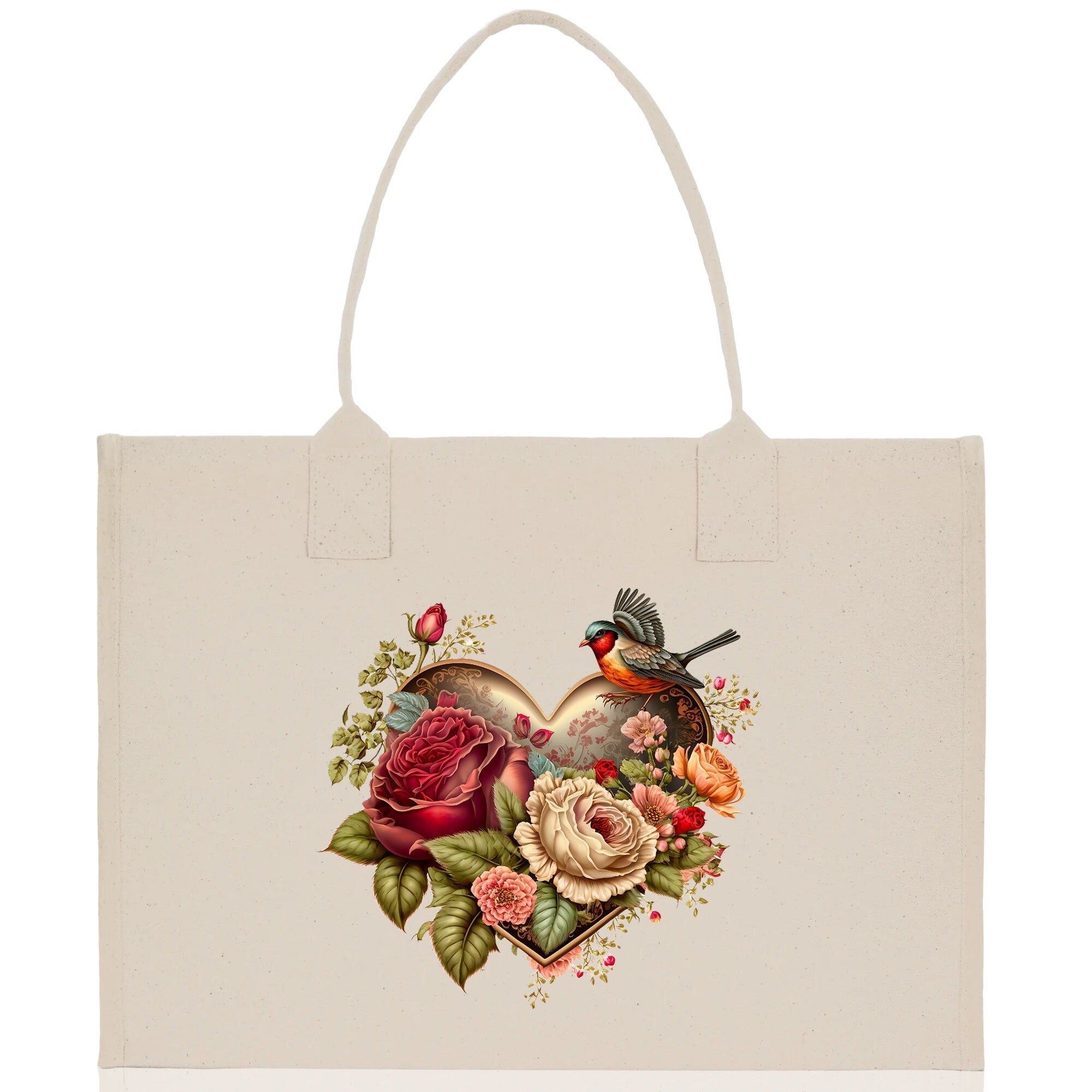 Heart Canvas Tote Bag Happy Valentines Day Gift for Her Love Tote Bag Lovers Gift Mother Day Gift Cute Valentines Gift