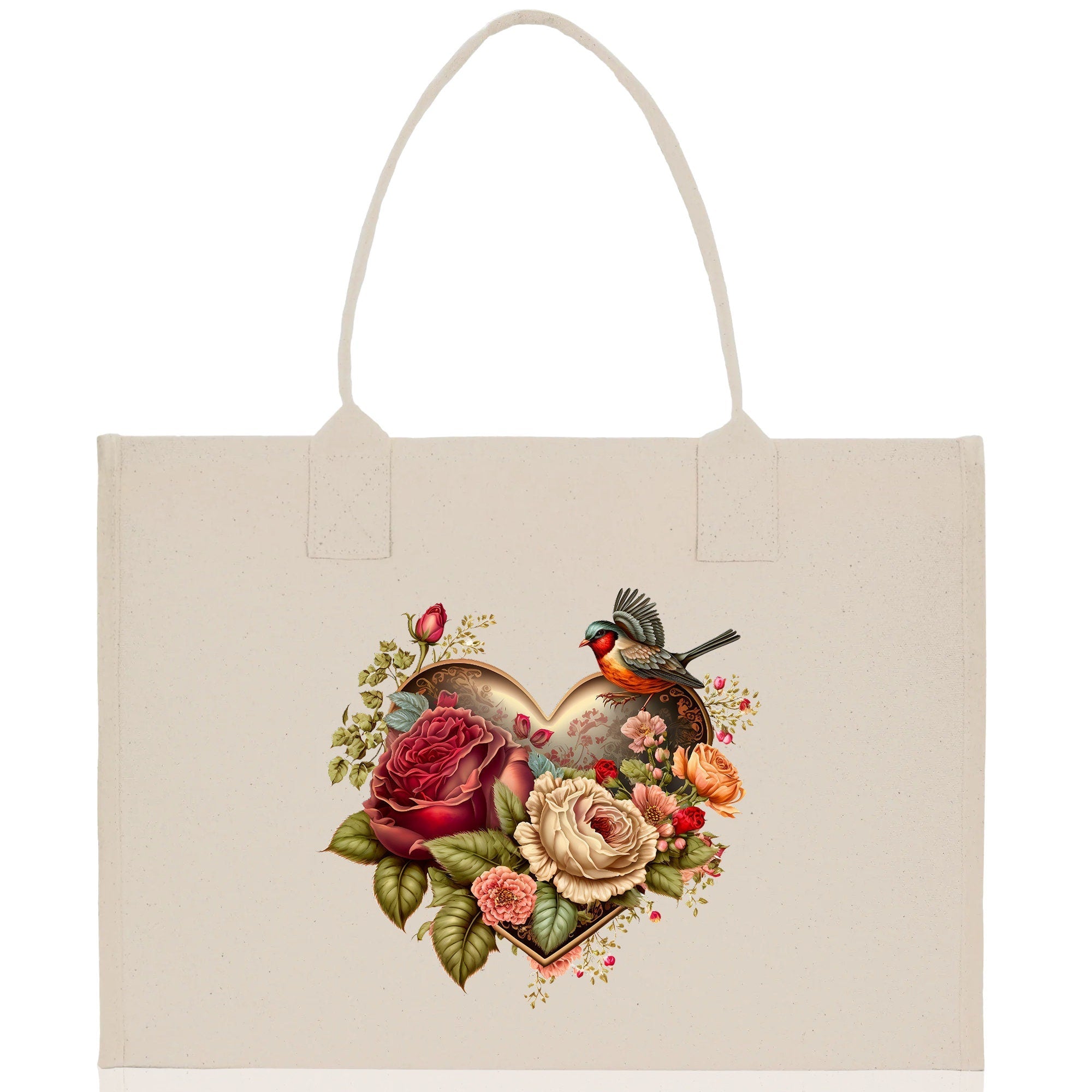Heart Canvas Tote Bag Happy Valentines Day Gift for Her Love Tote Bag Lovers Gift Mother Day Gift Cute Valentines Gift