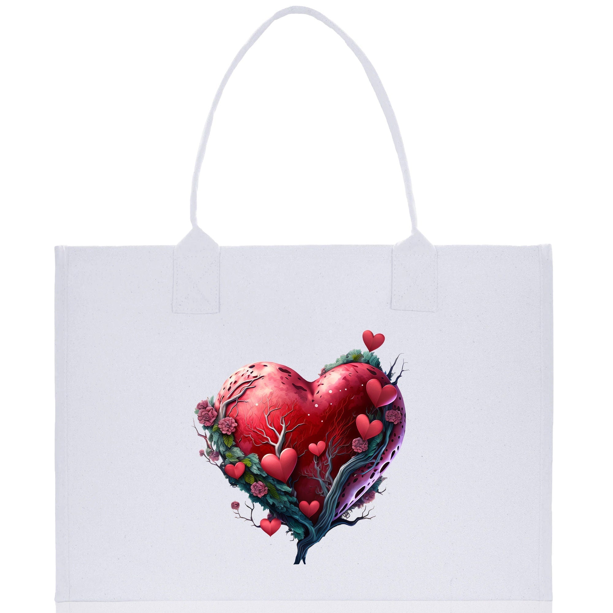 Heart Canvas Tote Bag Happy Valentines Day Gift for Her Love Tote Bag Lovers Gift Mother Day Gift Cute Valentines Gift