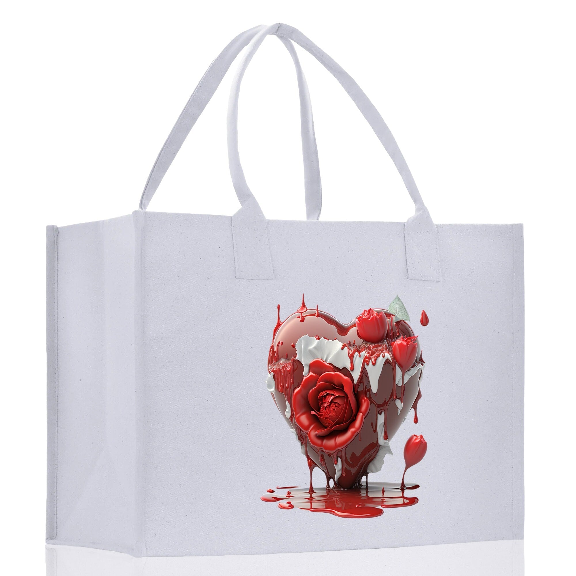 Heart Canvas Tote Bag Happy Valentines Day Gift for Her Love Tote Bag Lovers Gift Mother Day Gift Cute Valentines Gift
