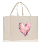Heart Canvas Tote Bag Happy Valentines Day Gift for Her Love Tote Bag Lovers Gift Mother Day Gift Cute Valentines Gift
